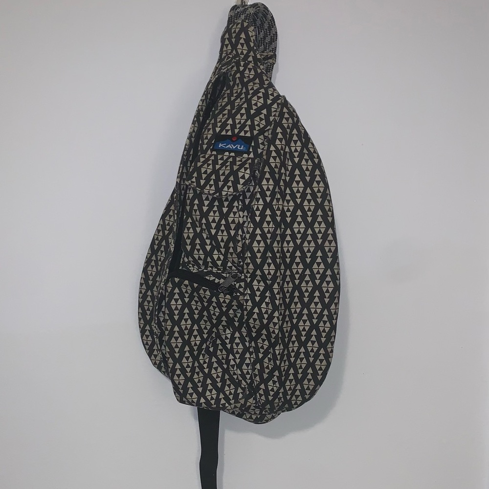 KAVU Geometric Black and Cream Backpack